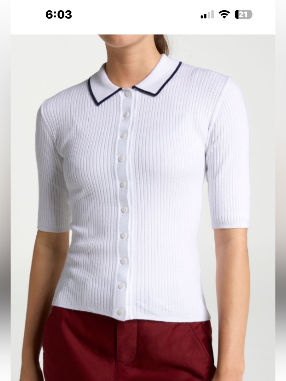 Walter Hagen  NWT White Ribbed Button-Up fashion Polo Cardigan with Navy Trim